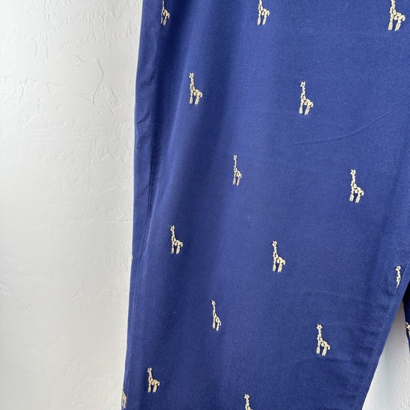 Coldwater Creek Capri‎ Pants Womens 12 Embroidered Giraffe Navy Blue Side Zip - Picture 3 of 7